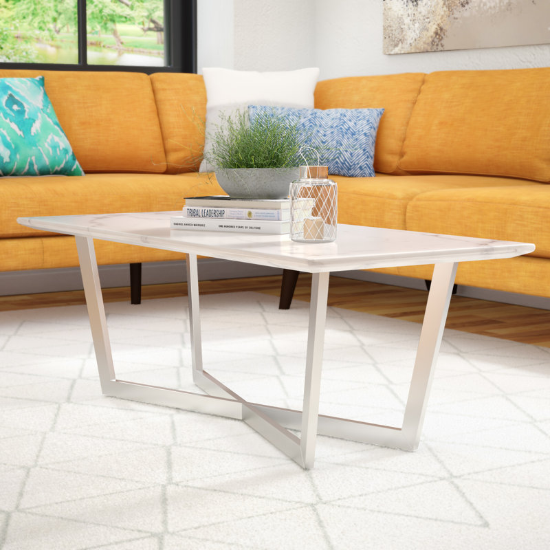 Brayden Studio Rosenbalm Faux Marble Coffee Table & Reviews Wayfair